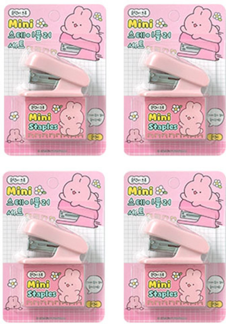 조선문방구 순덕이 미니 스테이플러 세트, 핑크, 4세트