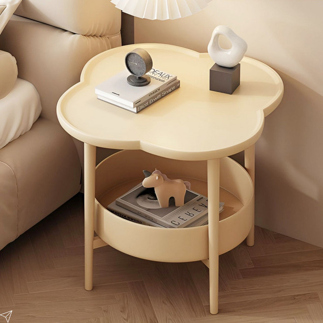 바투하루 네잎클로버 원형 침대 사이드 테이블, 아이보리