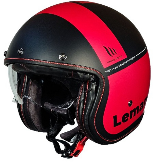 엠티헬멧 르망 2 오토바이 하프페이스 젯트 클래식 헬멧, 무광 레드