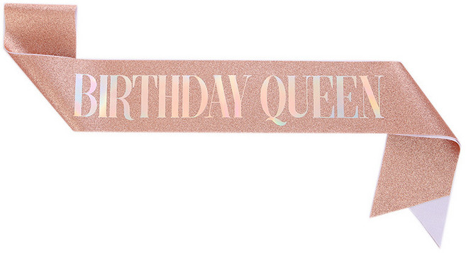 올리브파티 생일파티 글리터 어깨띠, 로즈골드퀸, 1개