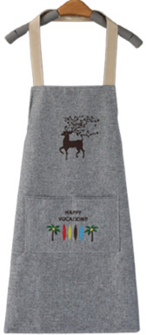 리빙공감 행운 꽃사슴 앞치마, 그레이, 1개