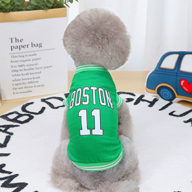 반려동물 우리집 NBA 마스코트 강쥐 농구 티셔츠, 그린, 1개