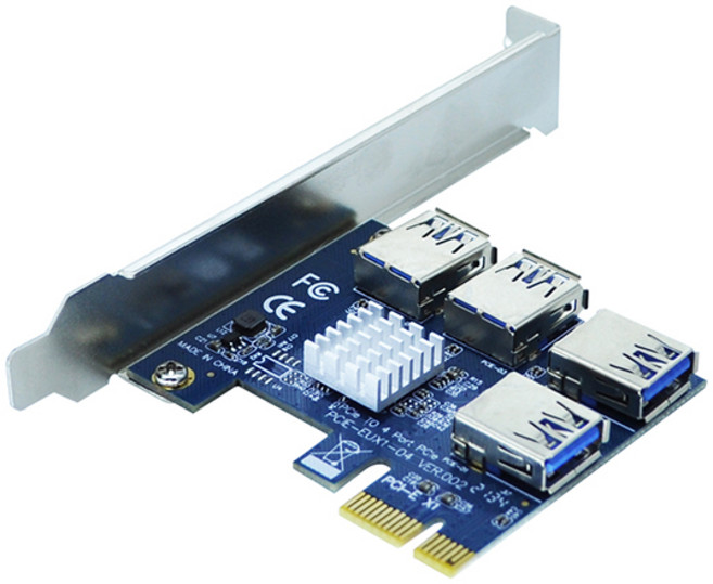 엠비에프 PCI-E USB3.0 멀티 4포트 라이저 카드 데스크탑용, MBF-MINING4P, 1개