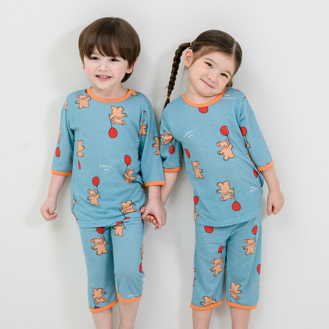 보누맘 아동용 7부 인견싱글 아동 실내복 상하의 세트