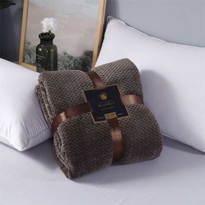 와플 조직 극세사 무릎 담요
