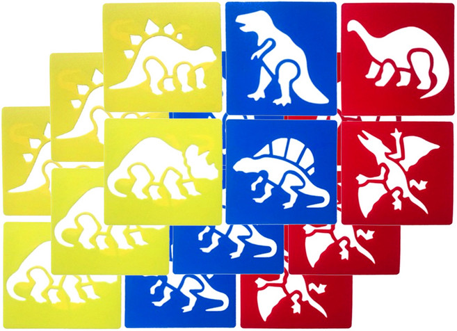 어린이 스텐실판 미술 놀이 6종 x 3p 세트, 공룡, 1세트