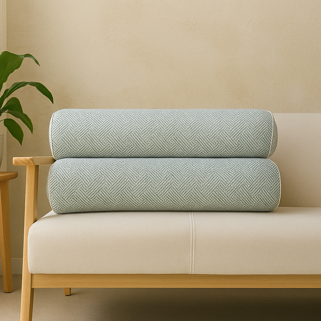 리브숨 누빔 삼중직 바디필로우 솜포함, 화이트 + 그린