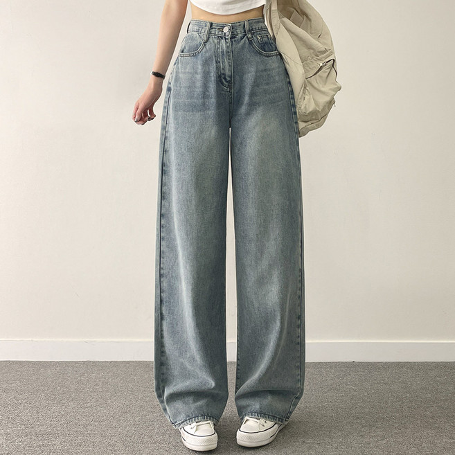 위드후이린 여성용 숏/기본/롱 3단기장 컴포터블 일자 와이드 데님 팬츠