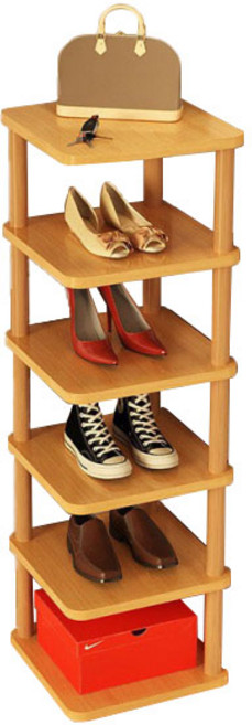 에버하우스 모던 코너 6단 신발 정리대, 우드