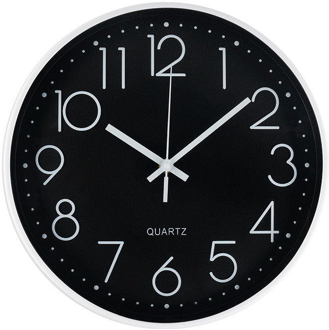 Saengong 生活工作所 簡約線條 無噪音壁掛時鐘, 黑色