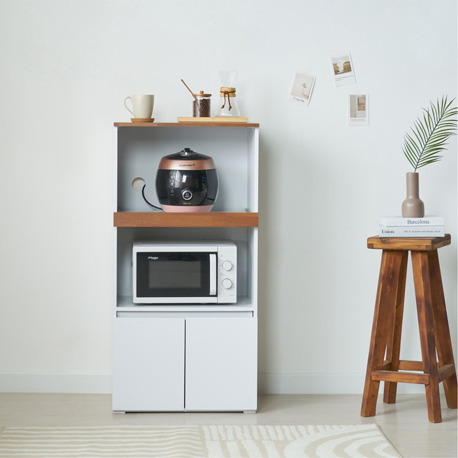제우스가구 뮤즈 LPM 도어 전자렌지 밥솥겸용 수납장 1200, 멀바우화이트, 3단