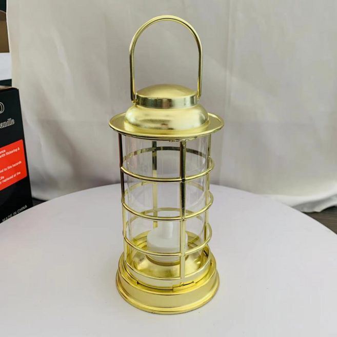 트레오바 아름다운 캔들홀더 8.8 x 21.5 cm, 펀칭 랜턴 골드