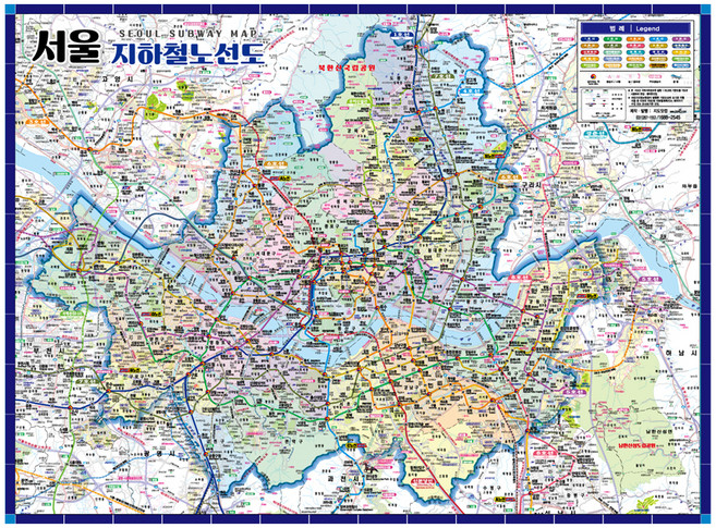 3위 - 지도닷컴 서울지하철노선도 양면코팅형 110 x 78 cm, 1개