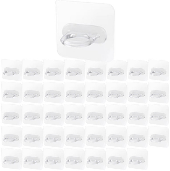 코히모 다용도 무타공 벽부착 욕실 용기 걸이 4W375, 투명, 40개