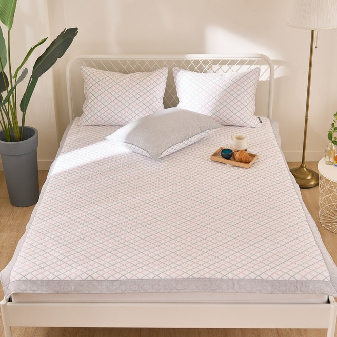 라이크 냉감 아이스셀 3중직 패드겸 카페트 + 베개커버 세트, 핑크