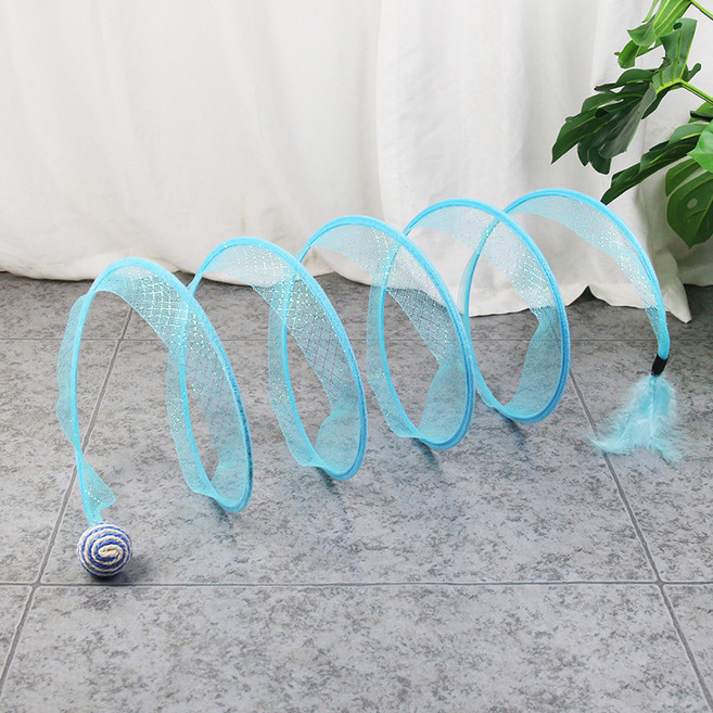 데이소이 고양이 빙글 스프링 터널 TYPE02, 블루, 1개