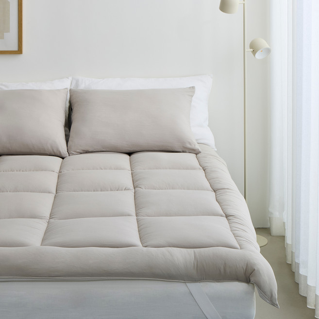 한샘 사계절 먼지없는 경량 토퍼겸패드, 웜그레이