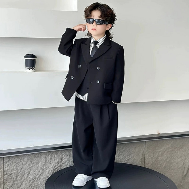 ABF 兒童雙排扣西裝外套條紋西裝套裝