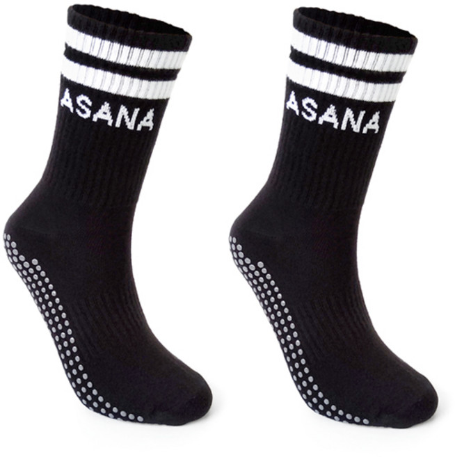아사나 남성용 골지 크루 코튼 논슬립 요가 삭스 2켤레