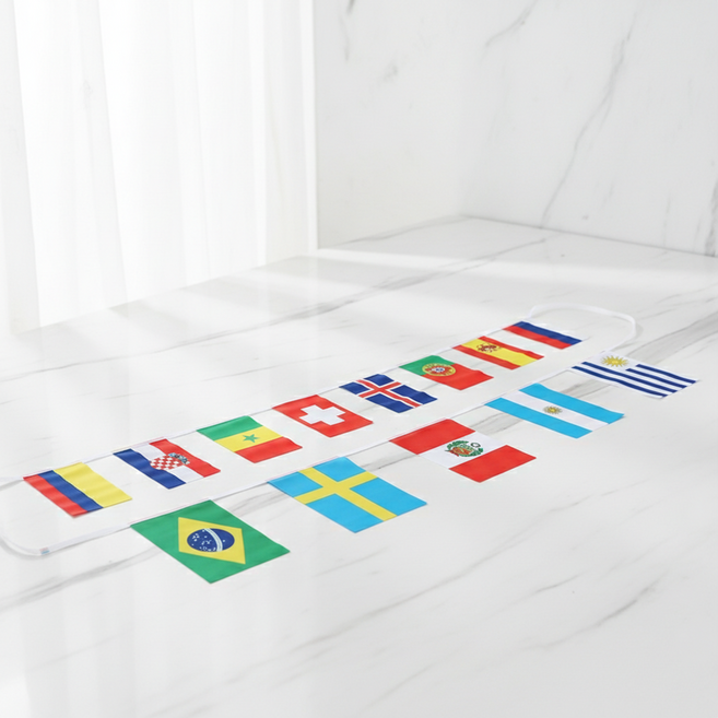 마켓피아 20국 국기 가랜드 장식 파티용품 응원 페넌트, 혼합색상, 1개