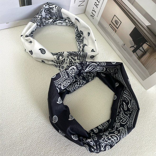 스타일플래닛 페이즐리 무지 꼬임 터번 헤어밴드 2종 세트