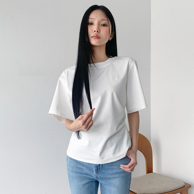 반에이크 여성용 라운드 턱 트임 티셔츠