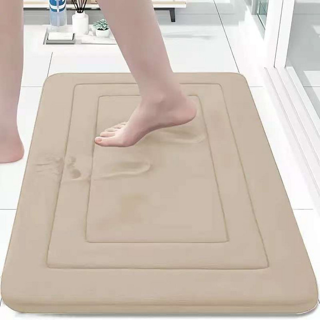 XTER 可水洗記憶泡棉浴室腳踏墊 2入, 米色