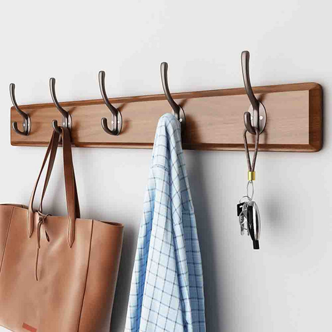 라라공방 엔틱 원목 인테리어 벽옷걸이 5단, 브라운, 1개