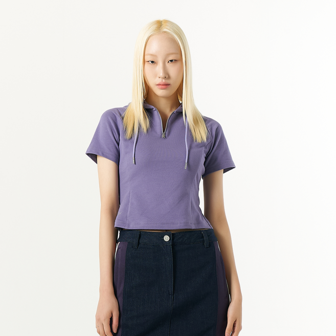 널디 우먼스 반팔 미니 후디