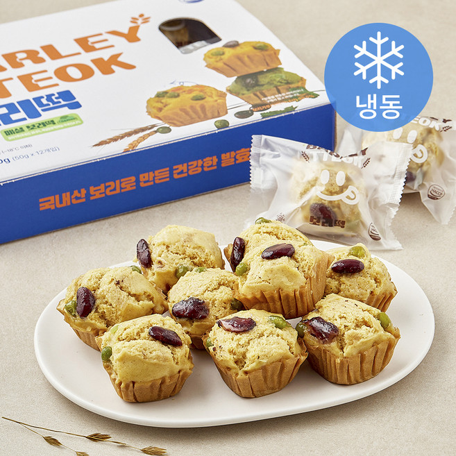 웰빙마루 국내산 보리 매실 보리떡 (냉동), 50g, 1개, 12개입