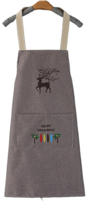 리빙공감 행운 꽃사슴 앞치마, 브라운, 1개