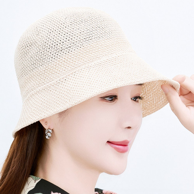 노이드비 고급 예쁜 해변 중챙 밀짚 여름벙거지 여성모자 조절가능