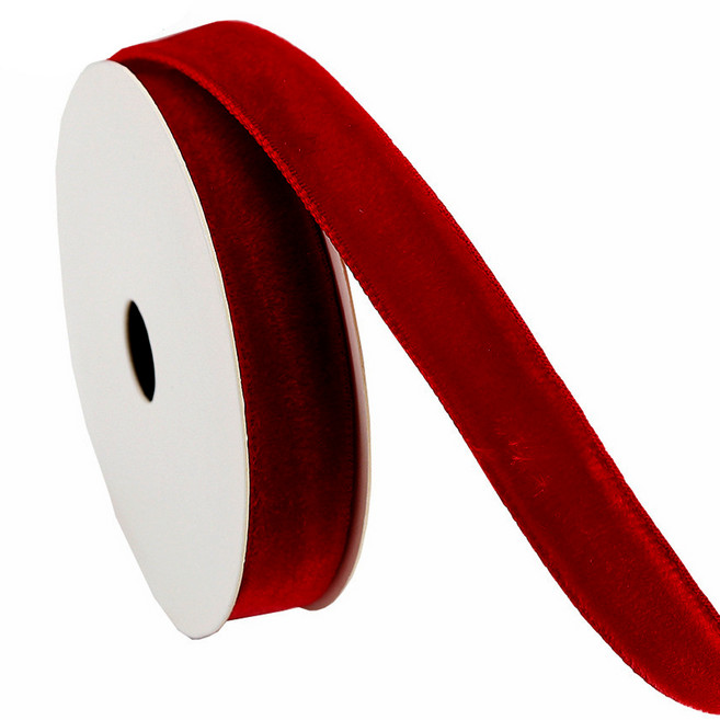 리드홈 X-MAS 프리미엄 오너먼트 고급 벨벳 리본끈 폭 2.5cm, 버건디, 1개, 9.1m