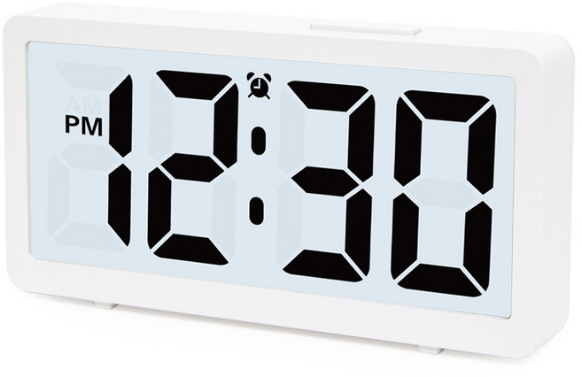 Coby 靜音LCD現代鬧鐘桌鐘 白色