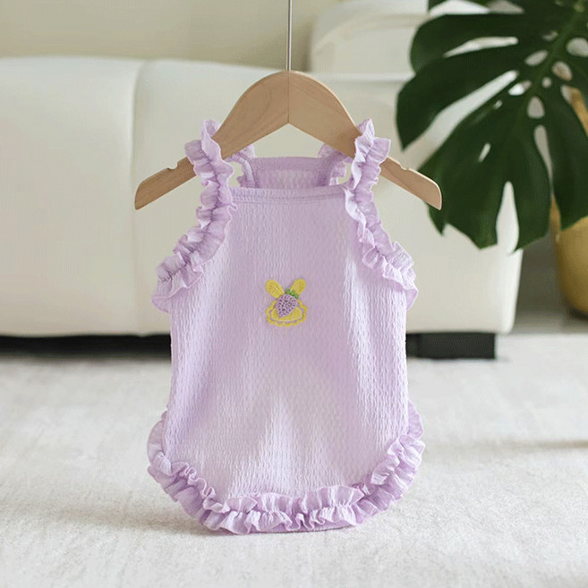 웨이비데이즈 반려동물 프릴라인 펫 여름 나시 티셔츠 W265-0059, 퍼플, 1개