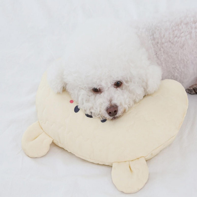 리토가토 반려동물 인견 아이스 반달 베개, 옐로우, 1개