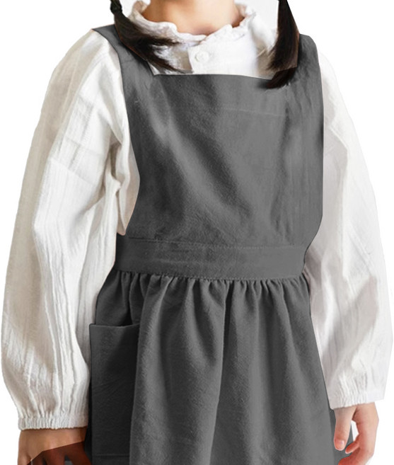 젊은이마켓 아동용 린넨 앞치마, 그레이, 1개