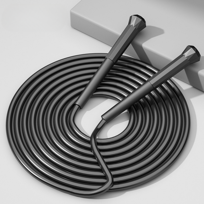 허그핏 초경량 다각손잡이 길이조절 안꼬임 교육용 줄넘기, 02 블랙, 1개