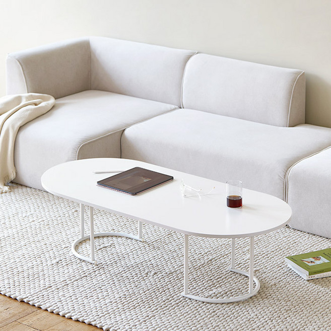 룸앤홈 폰드 라운드 거실테이블, 화이트