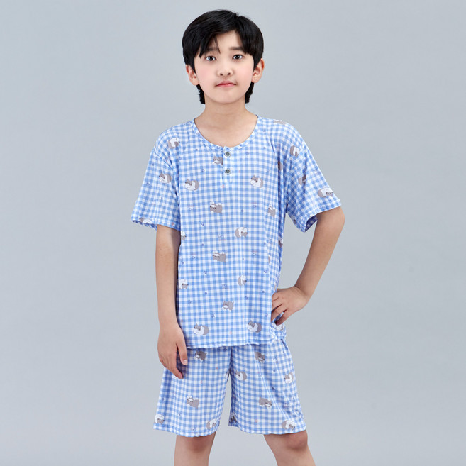 폭스클럽 아동용 나이스캣 통기성 냉감 반팔 잠옷 상하의 세트