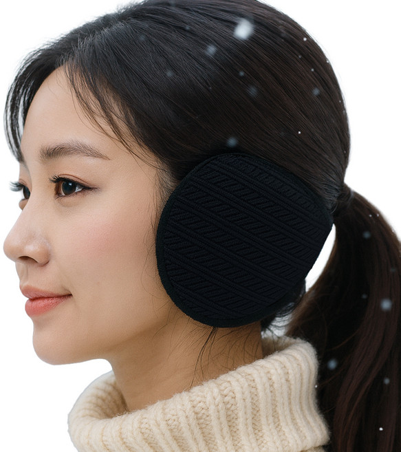 제코 경량 기모 보온 귀마개, 블랙, 1개