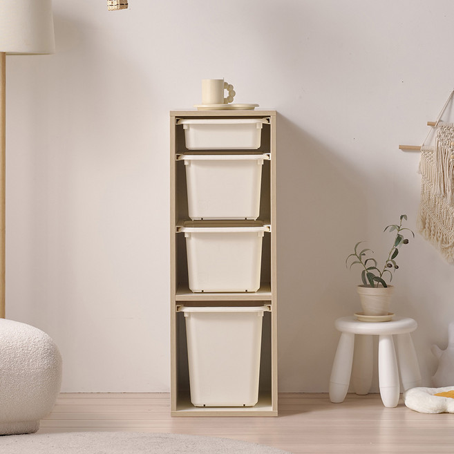 아이든 속깊은 틈새 바구니 수납장 원목발 미포함, 아이보리