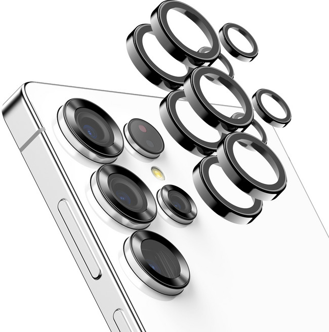 케이맥스 카메라 보호필름 렌즈 개별 프레임 메탈 링 쉴드 보호 강화유리 블랙 2p 세트, 1세트