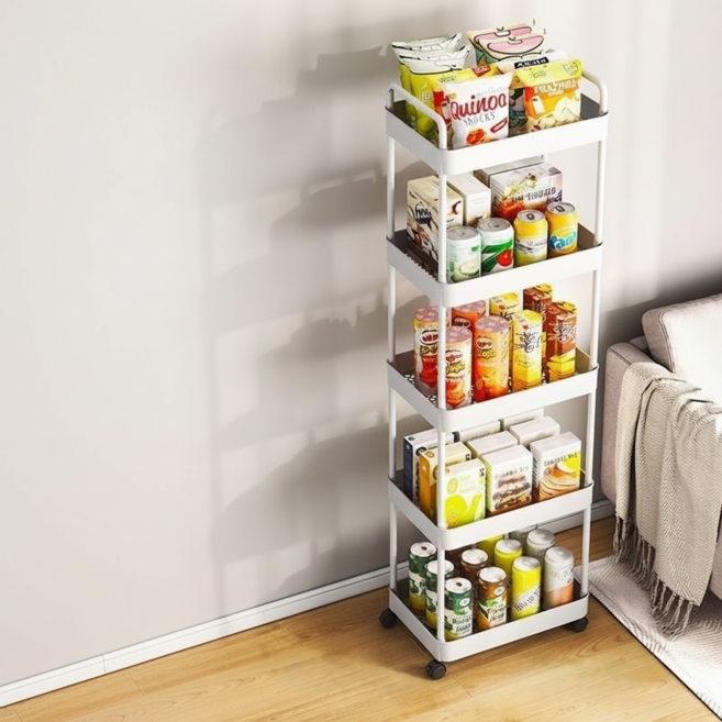 로이라이프 다층 이동형 트롤리 32 x 21 x 122 cm, 흰색, 5단