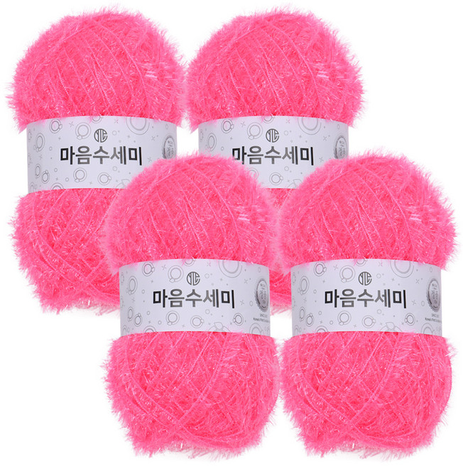 연일섬유 마음수세미 펄 뜨개실, 4 비치핑크, 4개