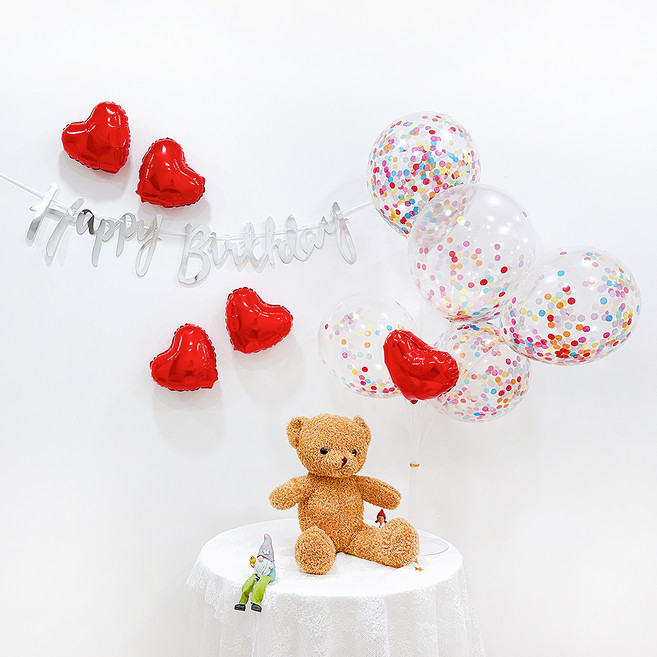 파티공구 레인보우 컨페티 생일파티세트, 실버, 1세트