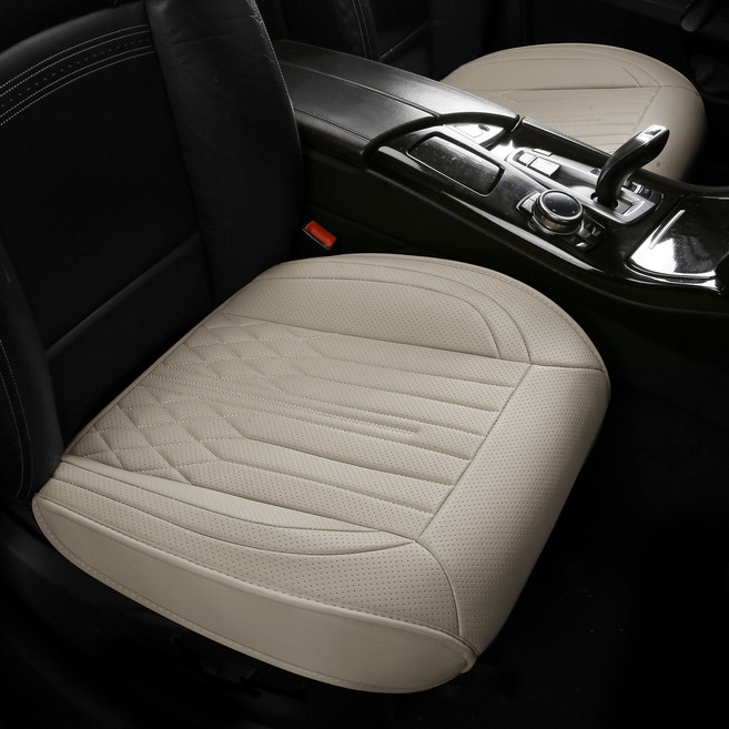 오토핏 프리미엄 가죽 방석 시트커버 앞좌석, 코튼베이지, 1개