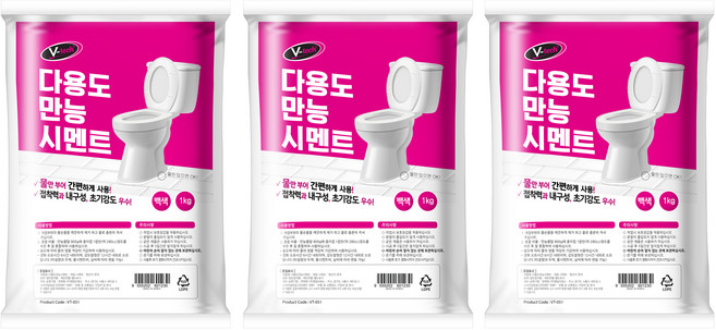 Vtech 다용도 만능 백 시멘트 1Kg, 3개