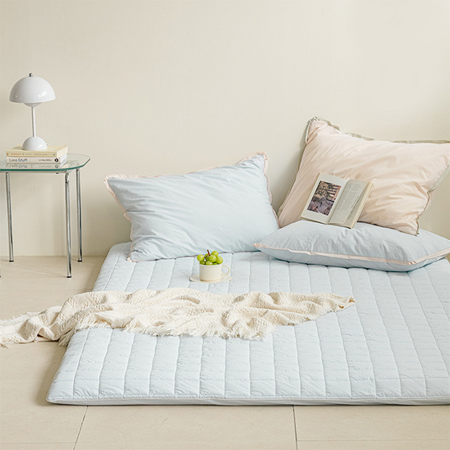 아르페지오베이직 국내제조 뉴메이딘 8COLOR 고밀도 순면 60수 누비요커버, 캔디블루