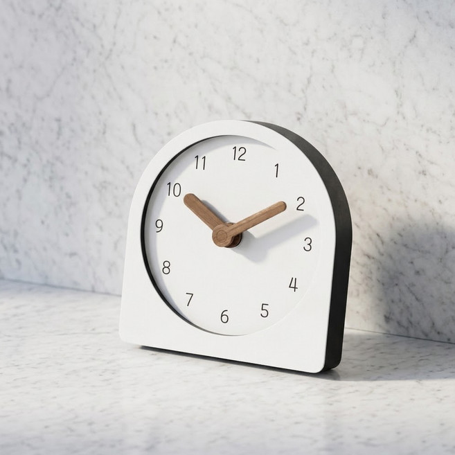 mooqs 무소음 우드 탁상시계 D, 화이트